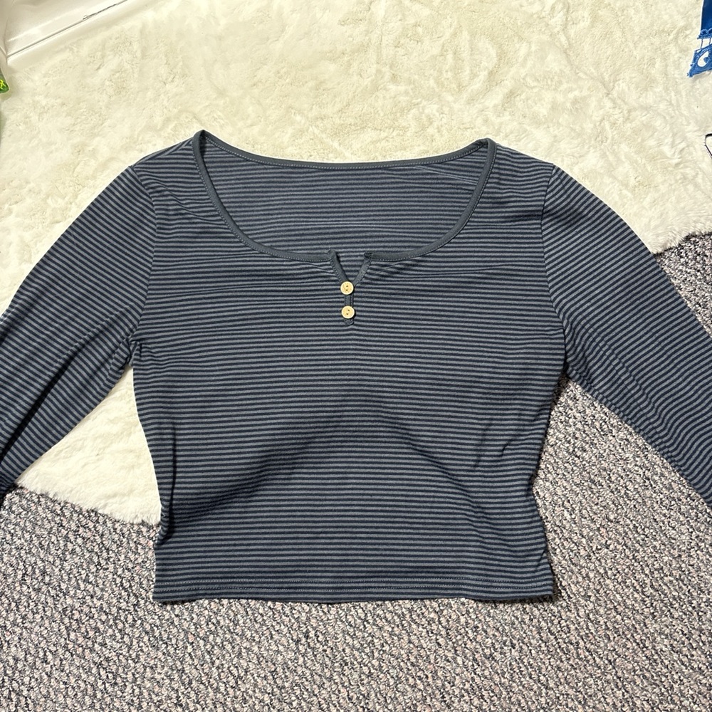 Striped Black and Gray Women's Top